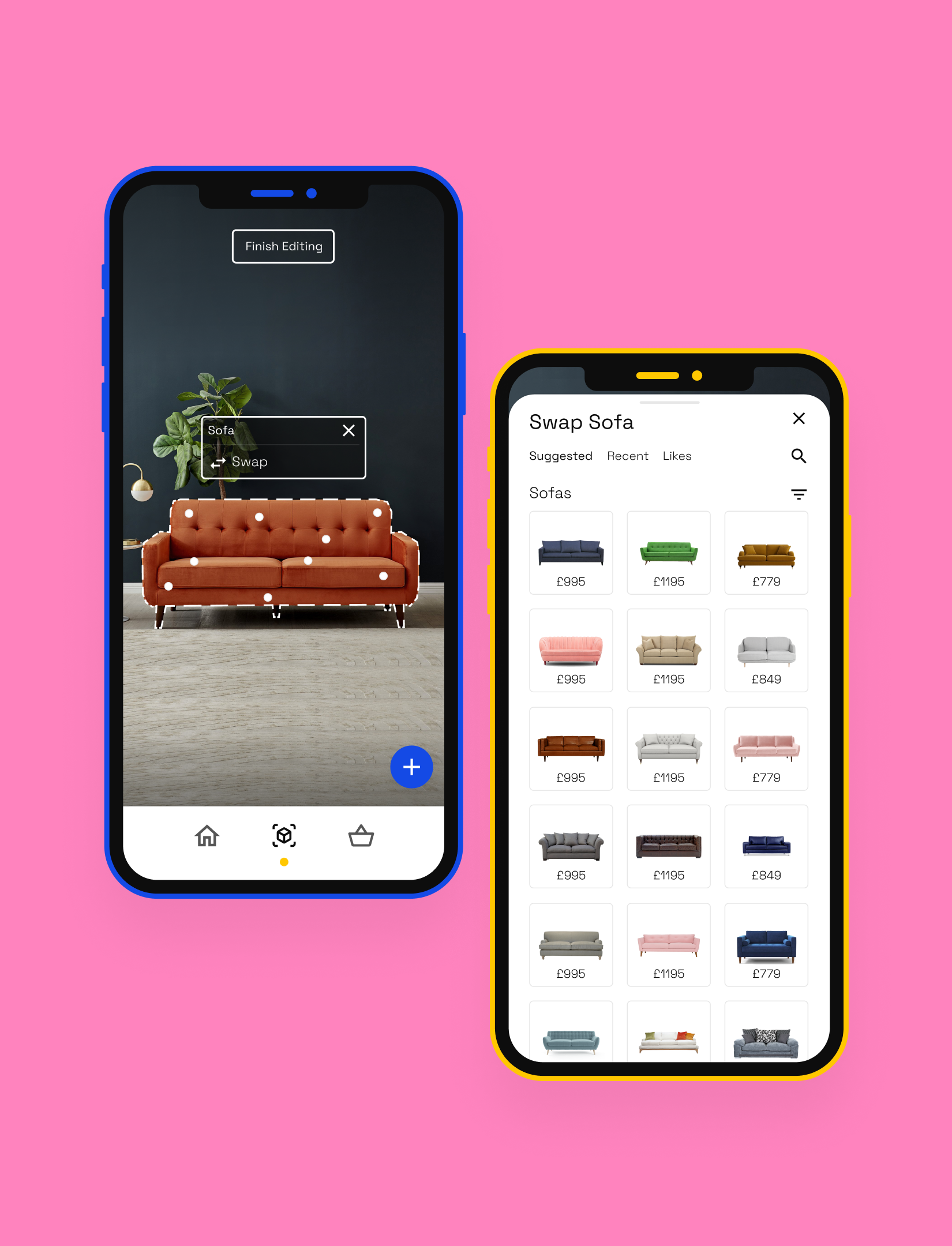 Loko AR home decoration app screens